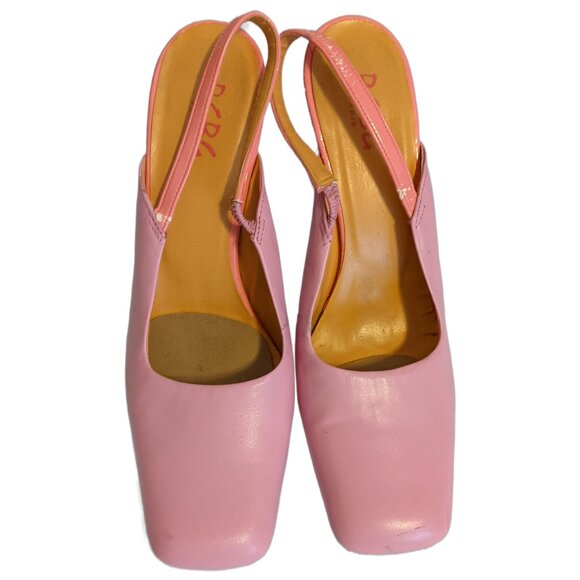 Vintage Y2K BCBG Pink Slingback Heels Square Toe Barbiecore Shoes Chunky Heel 8 - Picture 2 of 16